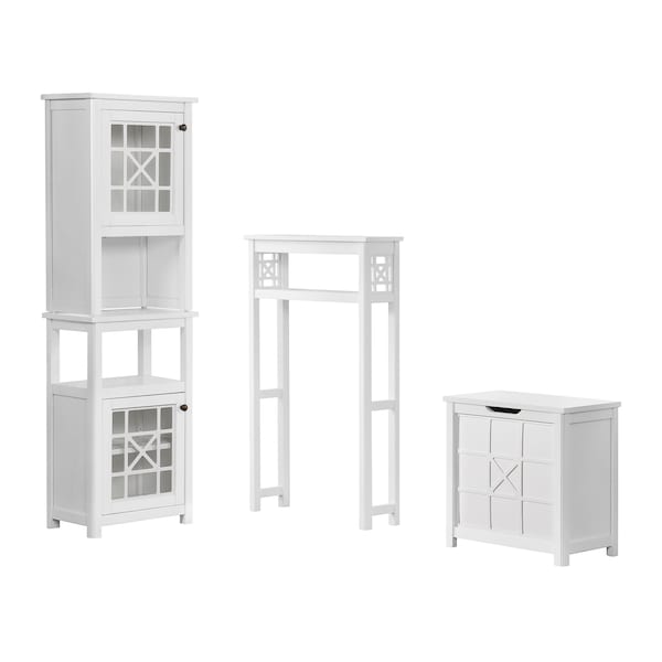 Alaterre Furniture Derby 4-Piece Bathroom Set with Over Toilet Open Storage Shelf, Hamper, Floor Cabinet, and Hutch ANDE73789WH - main
